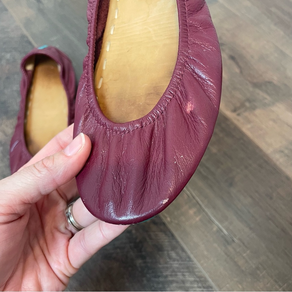 Tieks Burgundy Leather Ballet Flats Women's 8 Shoes Slip On Maroon Wine Red - Picture 2 of 8
